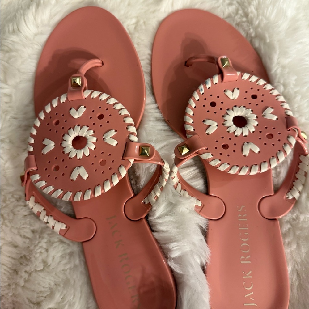 Never worn Jack Rogers Pink and White Georgica Sandals - Picture 2 of 6